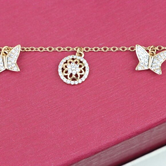 "Dainty Rose Gold Butterfly & Floral Charm Bracelet, XPBL0761 - Picture 7 of 12